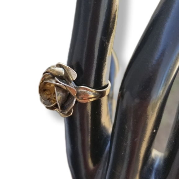 JANE POPOVICH DESIGNER STERLING SILVER ROSE DESIGN RING - Picture 2 of 6